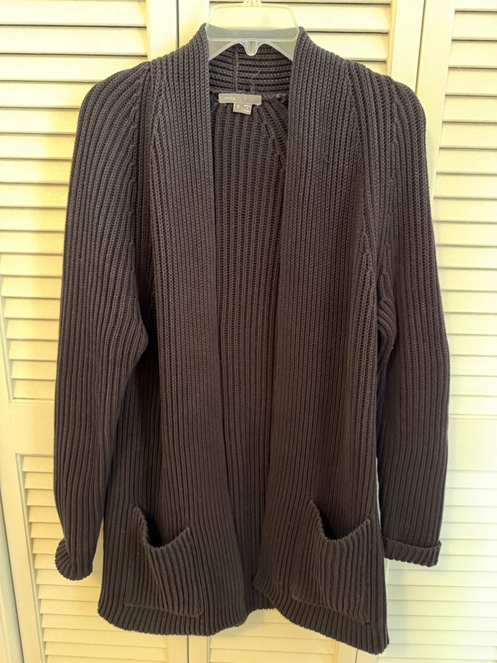 Vince Navy Ribbed Open-Front Cardigan